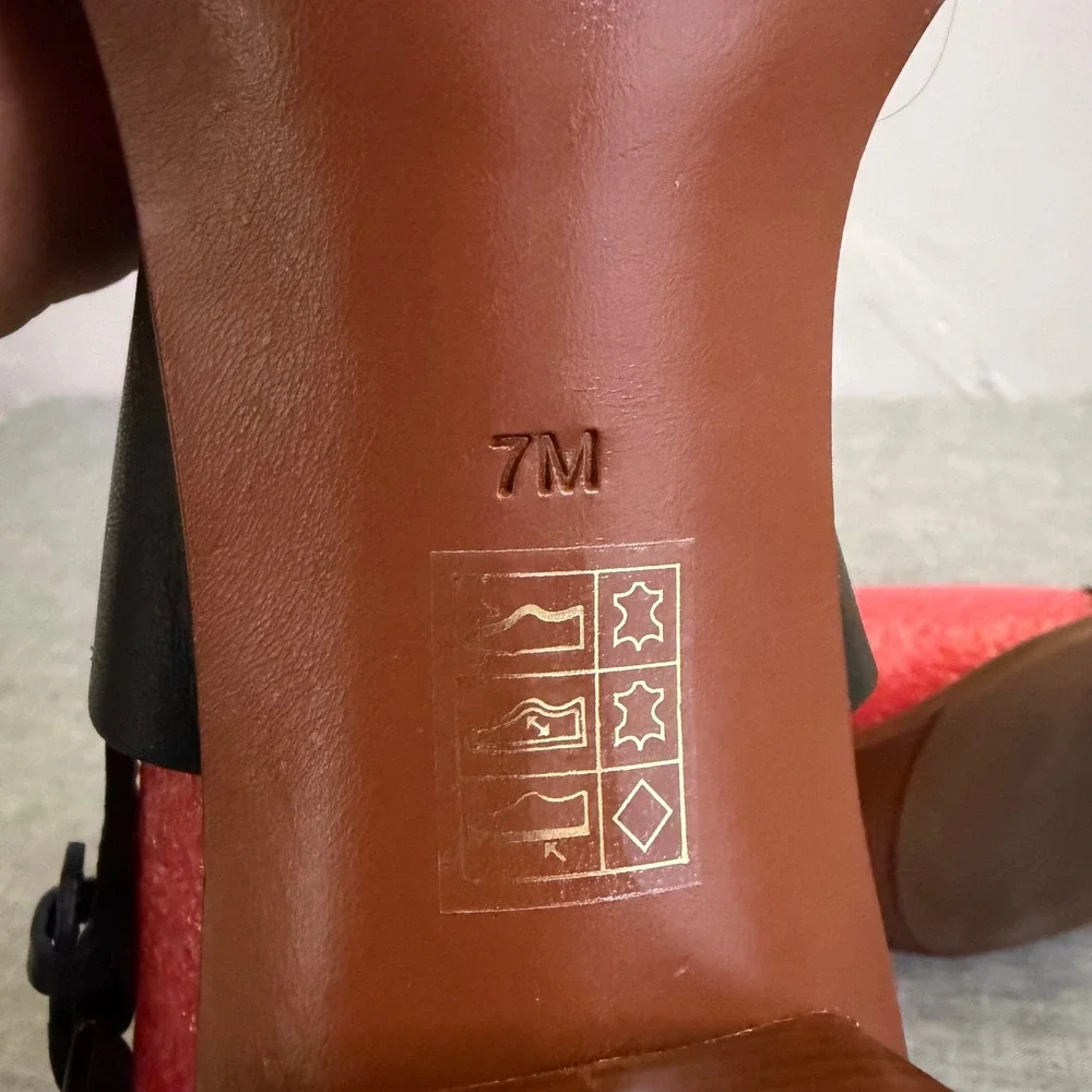 Tory Burch Sandals Womens 7M Black Ines Block Heel Leather Tonal Logo 5930A